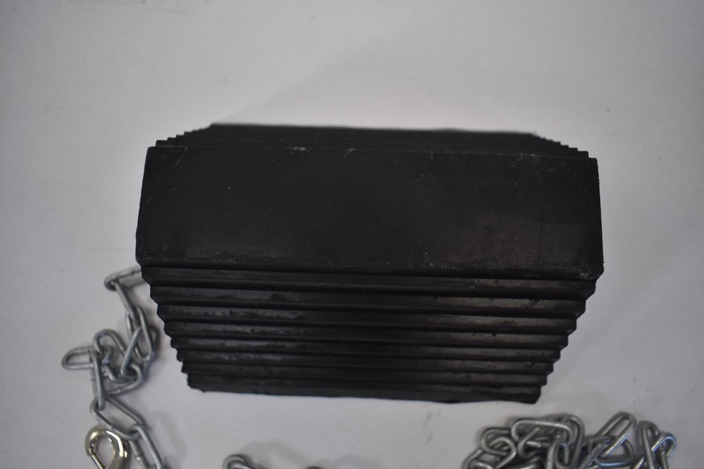 Wheel Chock w 90" Chain Replacement Dock Block Black Replacement Unit Device