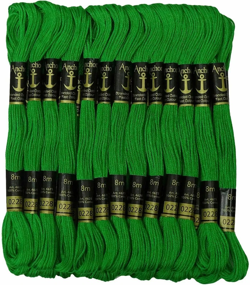 Anchor Threads Stranded Cotton Cross Stitch Floss Green Thread Hand Embroidery