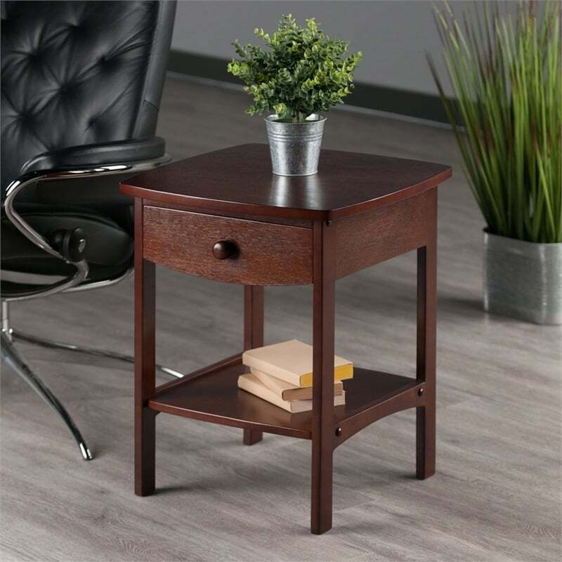 Winsome Claire Transitional Solid Wood Nightstand in Antique Walnut