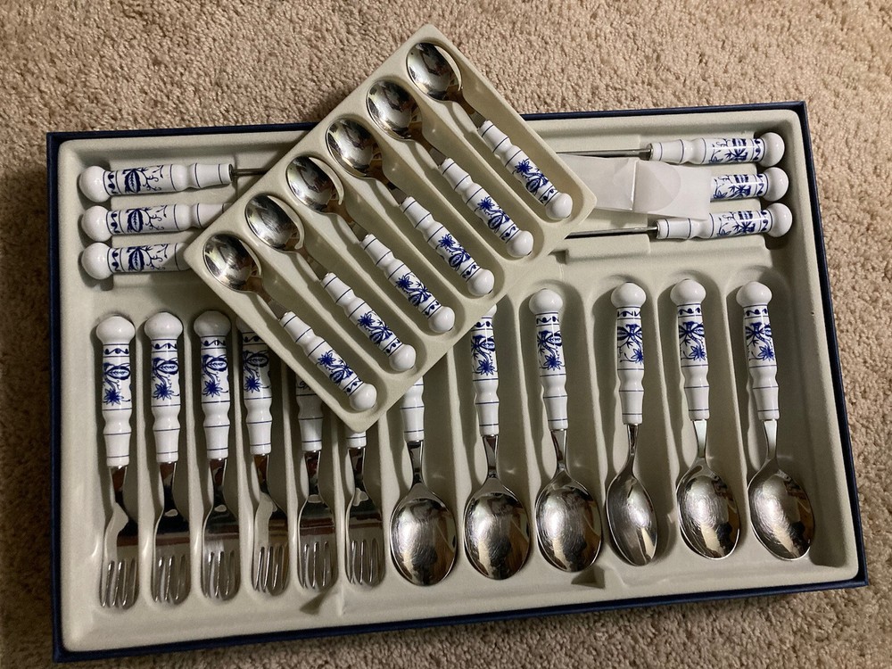 German silverware with porcelain handle