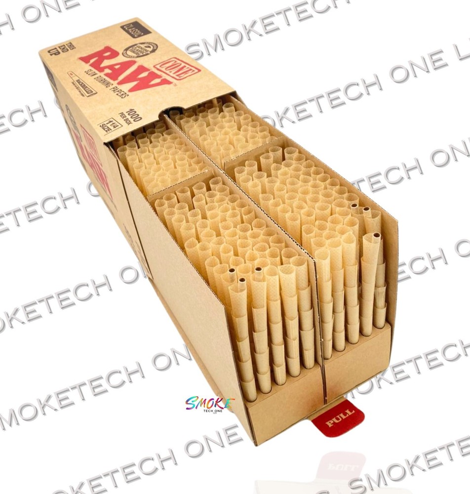 RAW Classic 1 1/4 Size Pre-Rolled Cones – 1000 Count Bulk Box