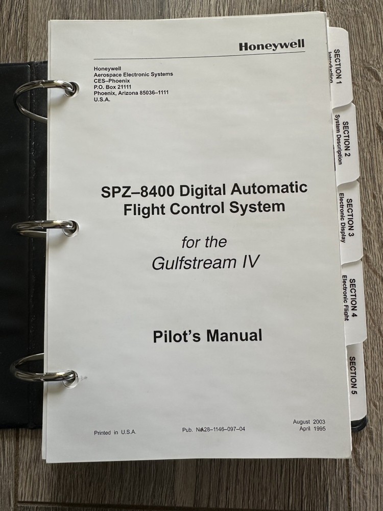 Gulfstream IV SPZ-8400 Digital Automatic Flight Control System Pilots Manual