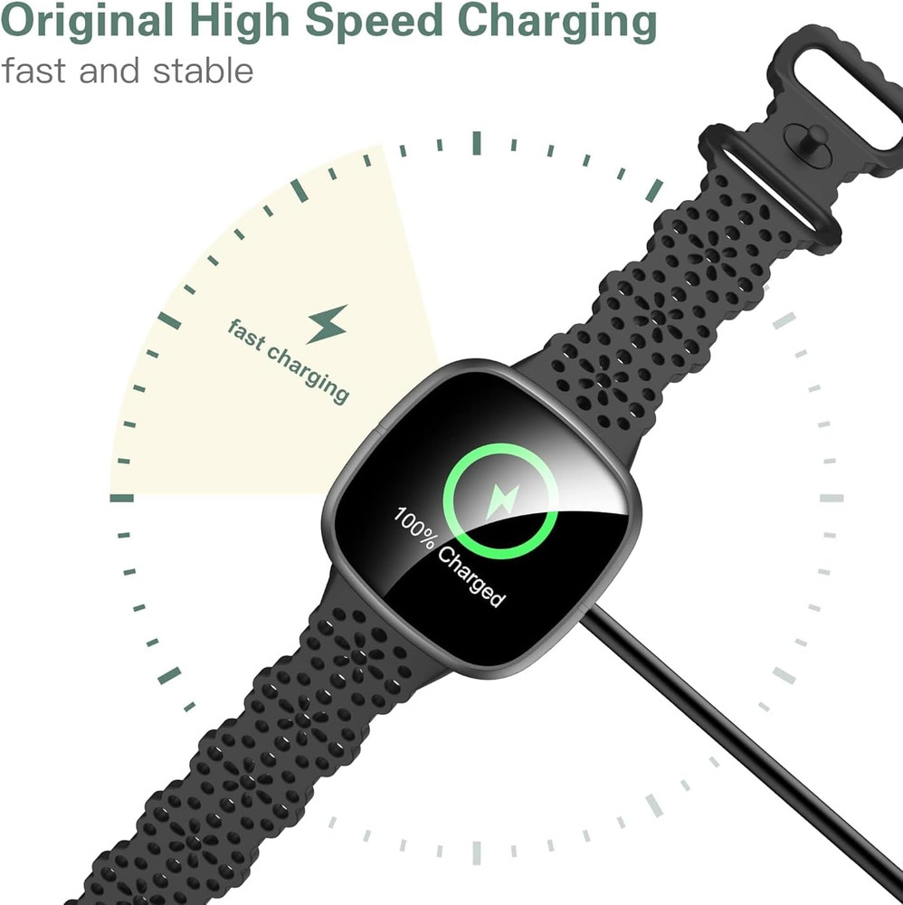 Versa 3 Charging Cable and Wall Plug Charger Compatible with Fitbit Versa 3 Smar