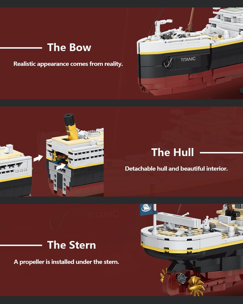 Titanic Model Building Blocks Set, 2022 Pieces Bricks, Compatible with Major Bra