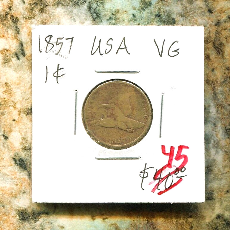 US - BEAUTIFUL HISTORICAL FLYING EAGLE CENT, 1857, KM# 85