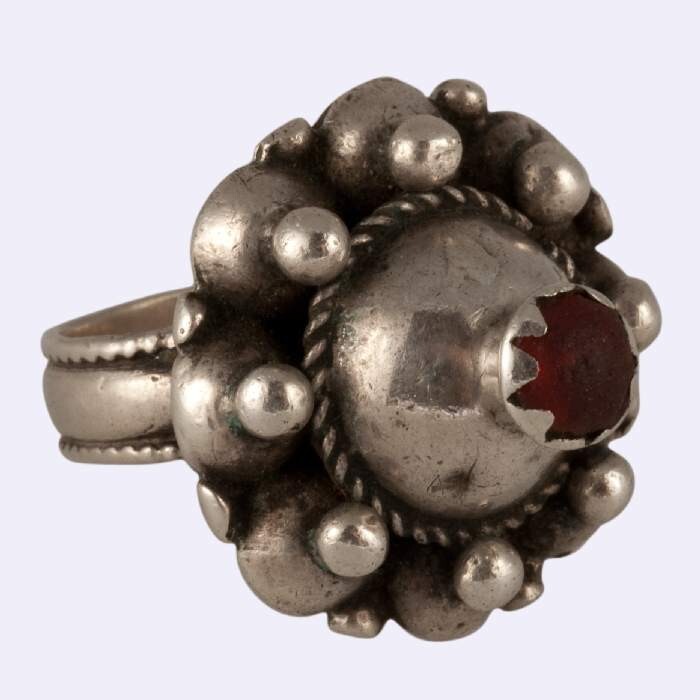 Silver Pashtun Ring and Glass Paste