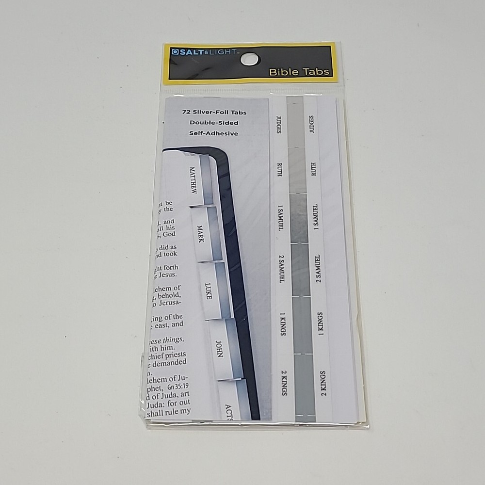Salt & Light Bible Tabs 72 Silver Foil Tabs Double Sided Self Adhesive