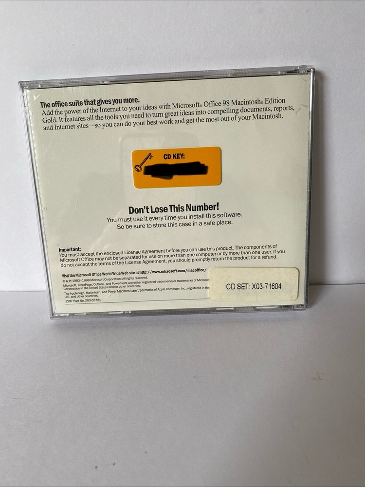 Microsoft Office 98 Gold Macintosh Edition Complete retail box
