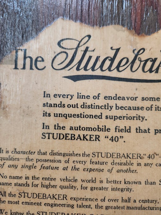 Vintage Studebaker "40" Hanging Wal Plaque Print Advertising