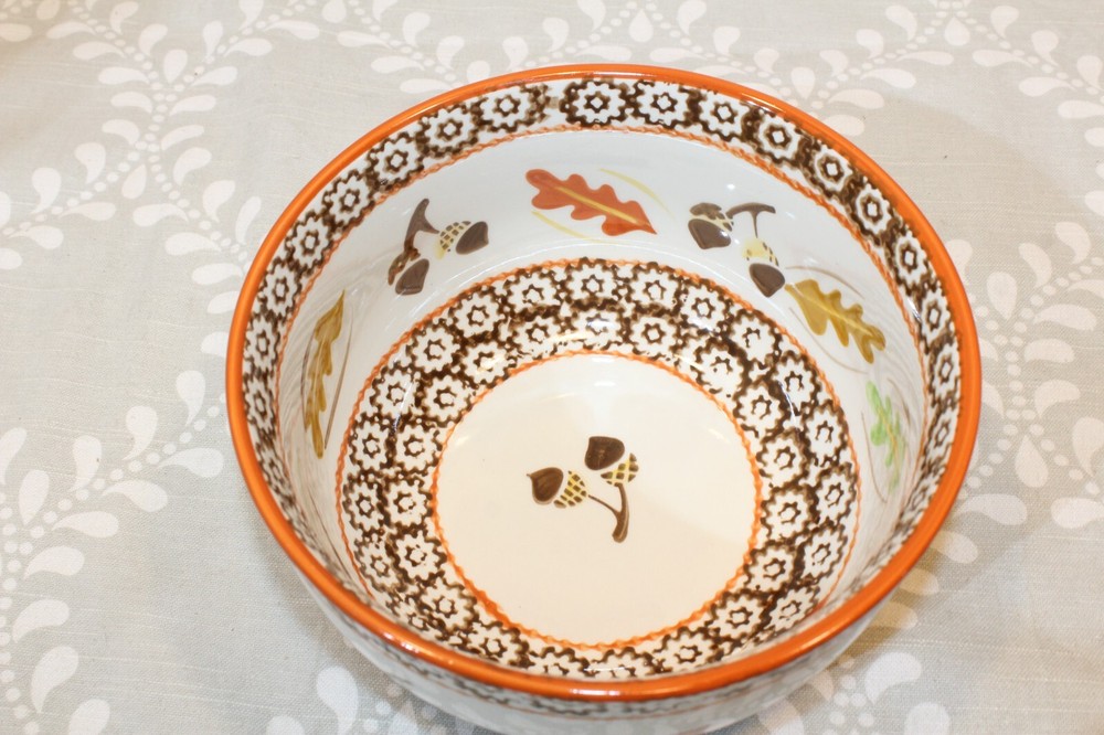 5 PC Temptations Old World Stacking Nesting Mixing Bowl Set - Fall/Autumn Acorns