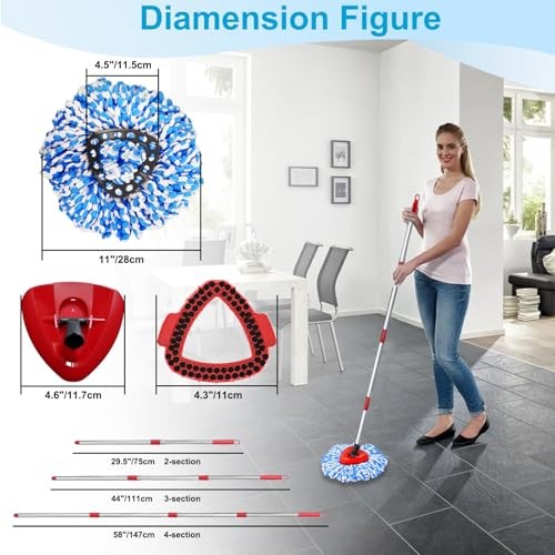 Spin Mop Head Replacement Base Handle Compatible with O Cedar Rinseclean 2 Blue