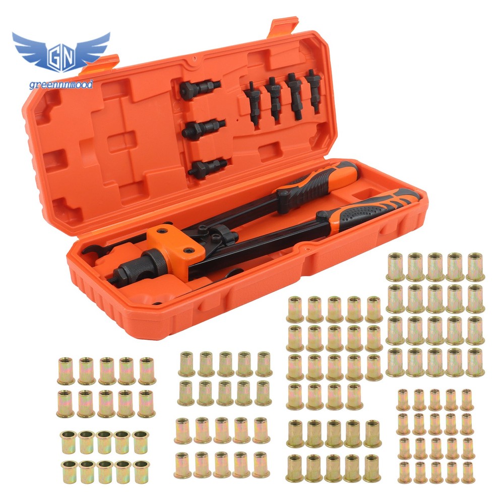 14" Rivet Nut Tool Kit with 70Pcs Rivet Nuts & 7 mandrels Effort-Saving Design
