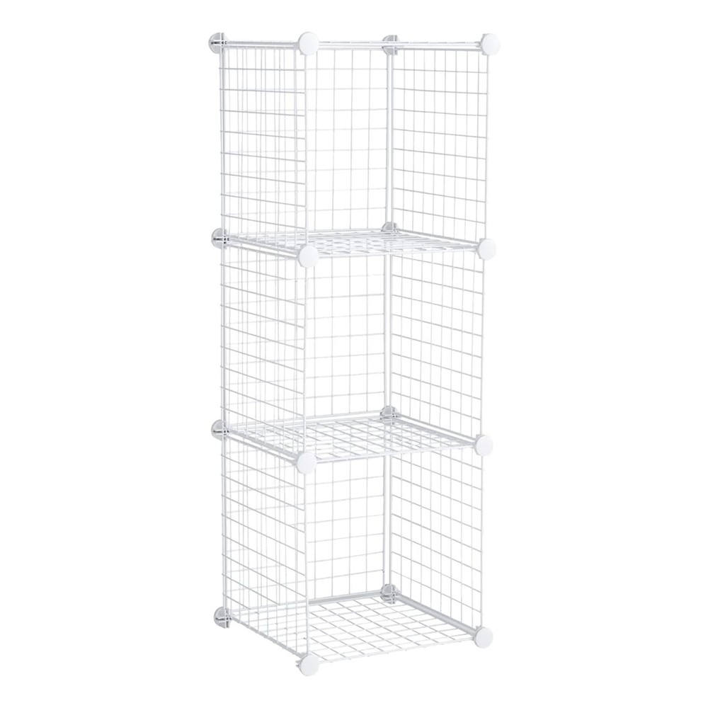 Rubbermaid 3 Piece Storage Stackable Cube Set, Multi-Use Home Organizers, White
