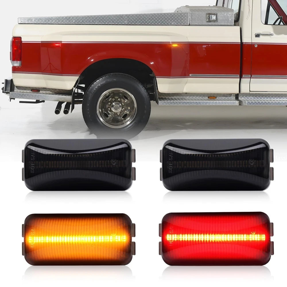 Gempro LED Dually Fender Side Marker Lights for 1984-1996 Ford F250 F350 Ambe...