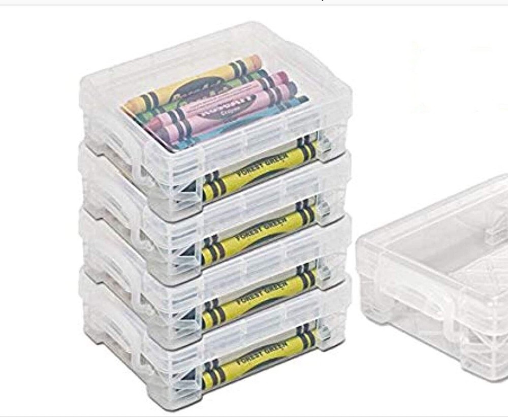 Advantus Super Stacker Crayon Box, Durable Clear Plastic (AVT40311) (4 Pack)