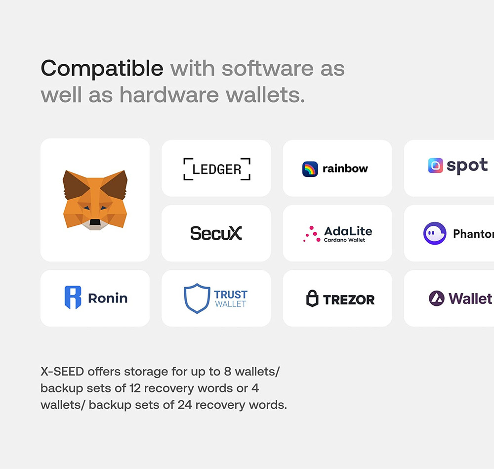 Secux – XSEED - Secure Bitcoin Wallet Crypto Seed Storage Steel Plate - Compatib