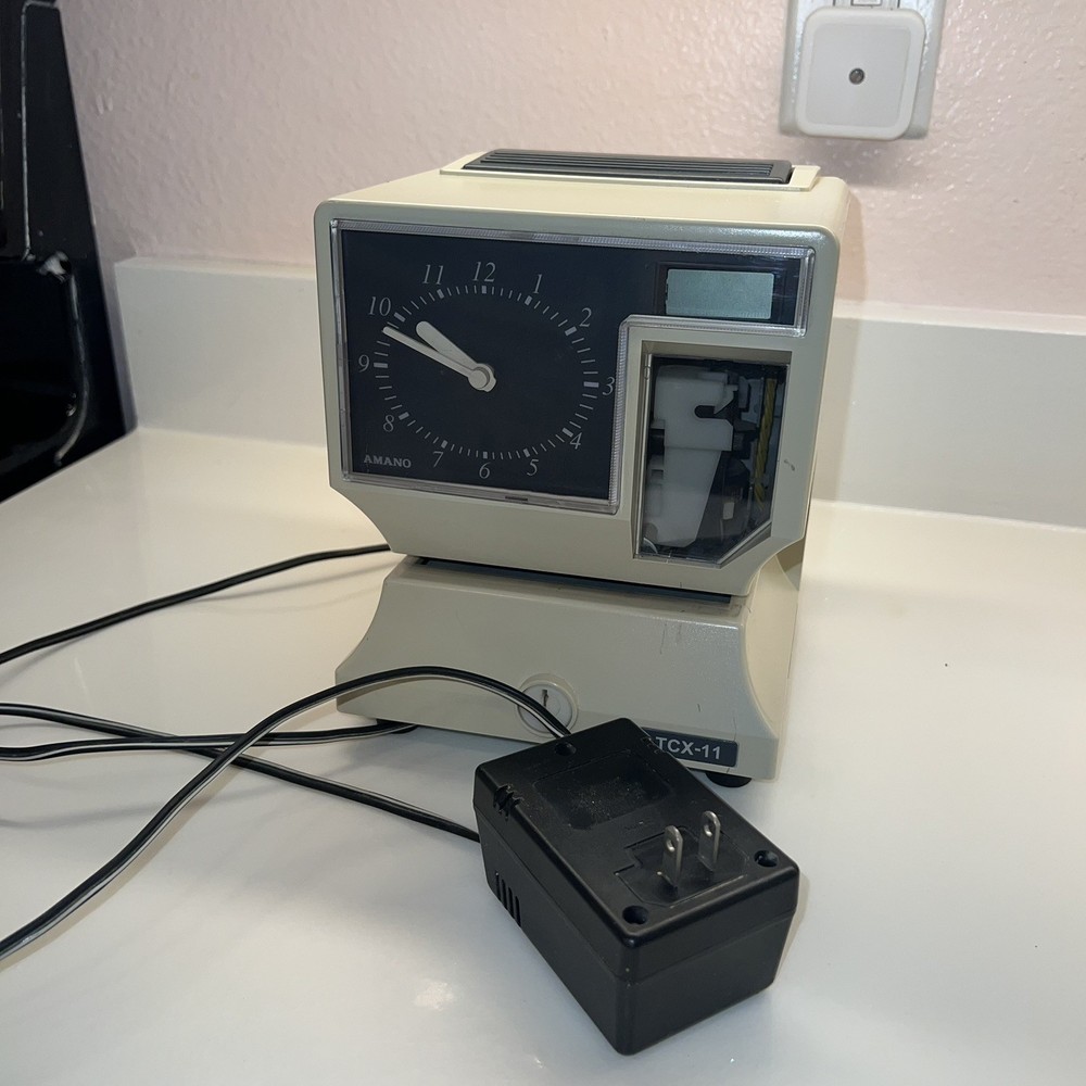 Amano TCX-11 Punch Clock, Analog Dial & Digital Display w/ AC, No Key