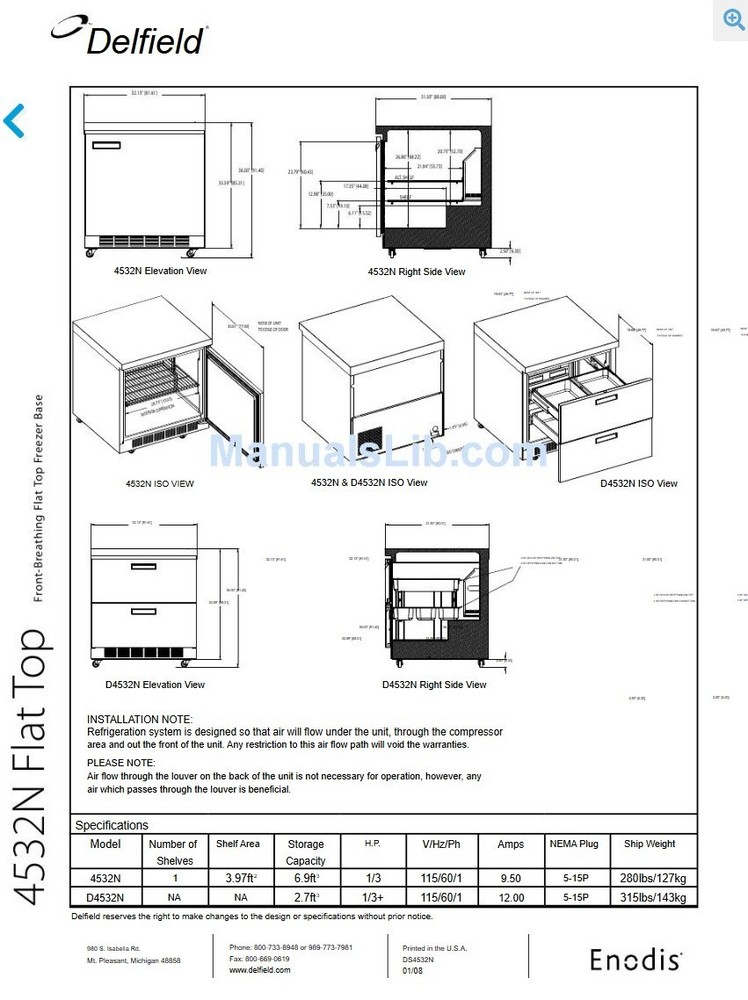 Delfield 4532N Flat Top Freezer