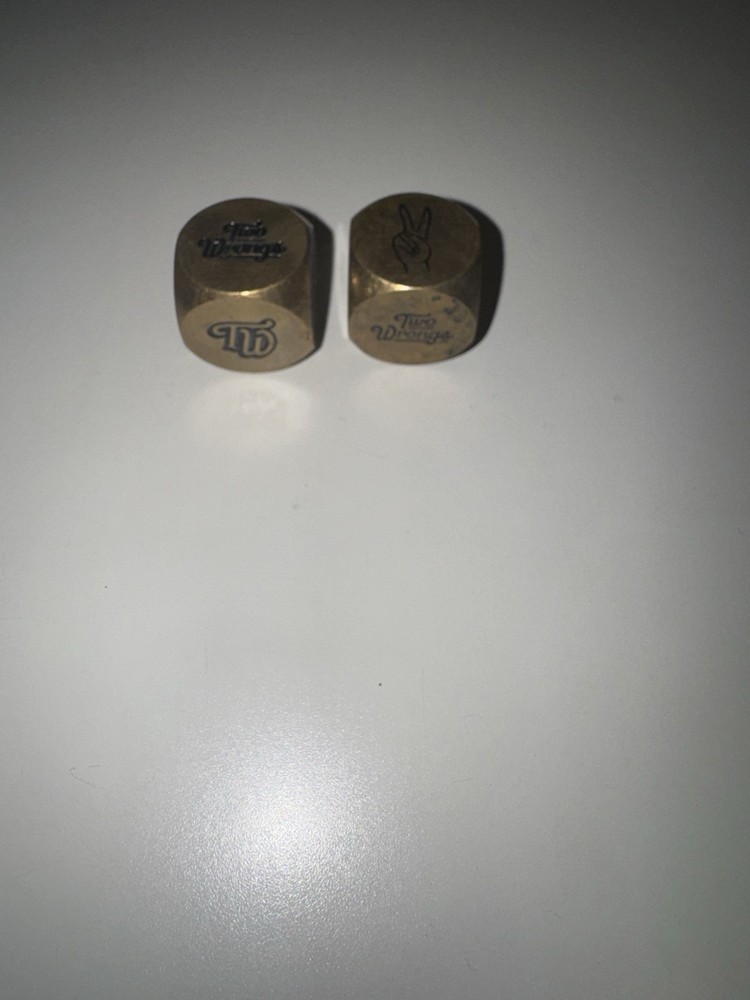 Two Wrongs Heavy Solid Brass Dice Pair Designer Decorative Cubes