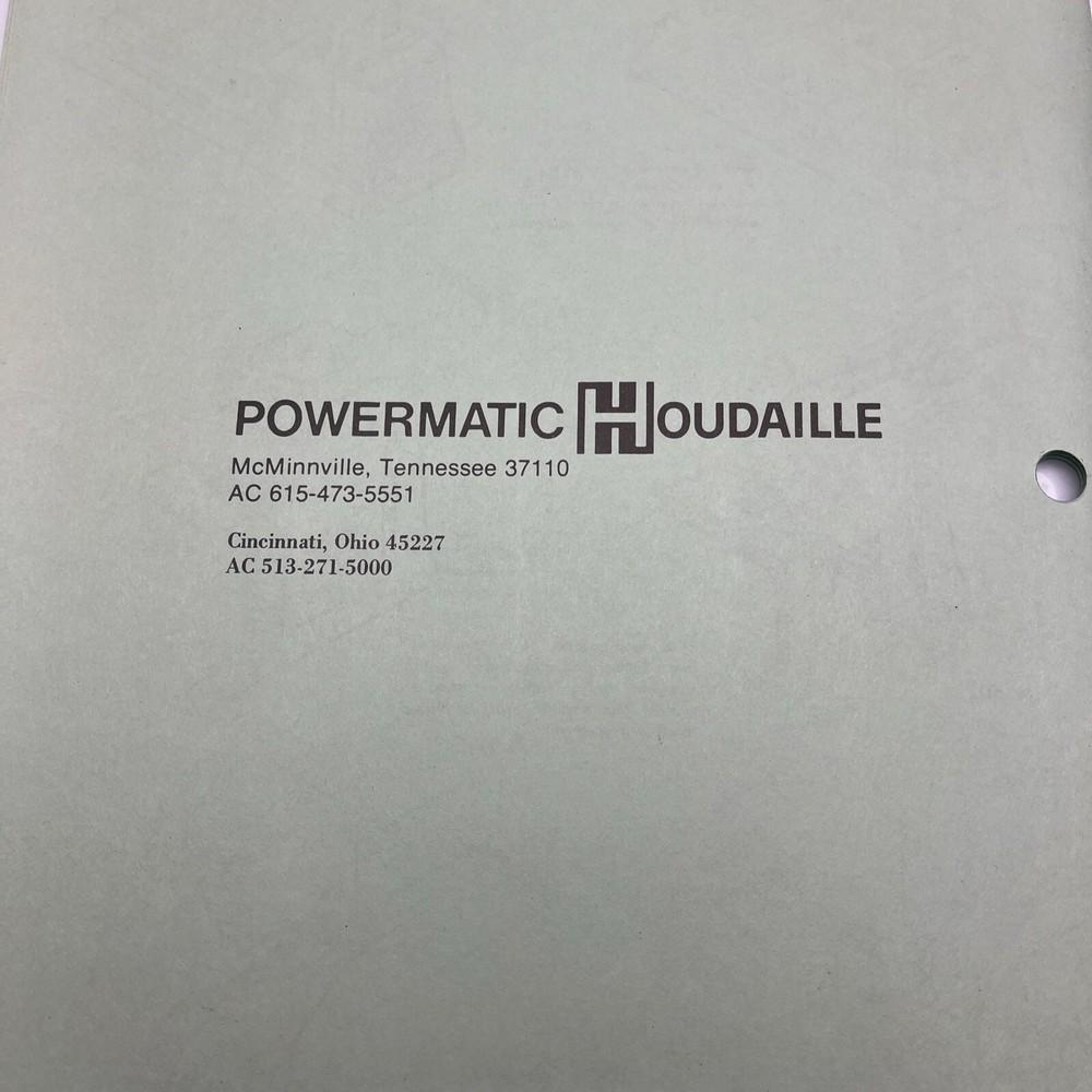 POWERMATIC Millrite Vertical Milling Machine Owner Operator's Manual