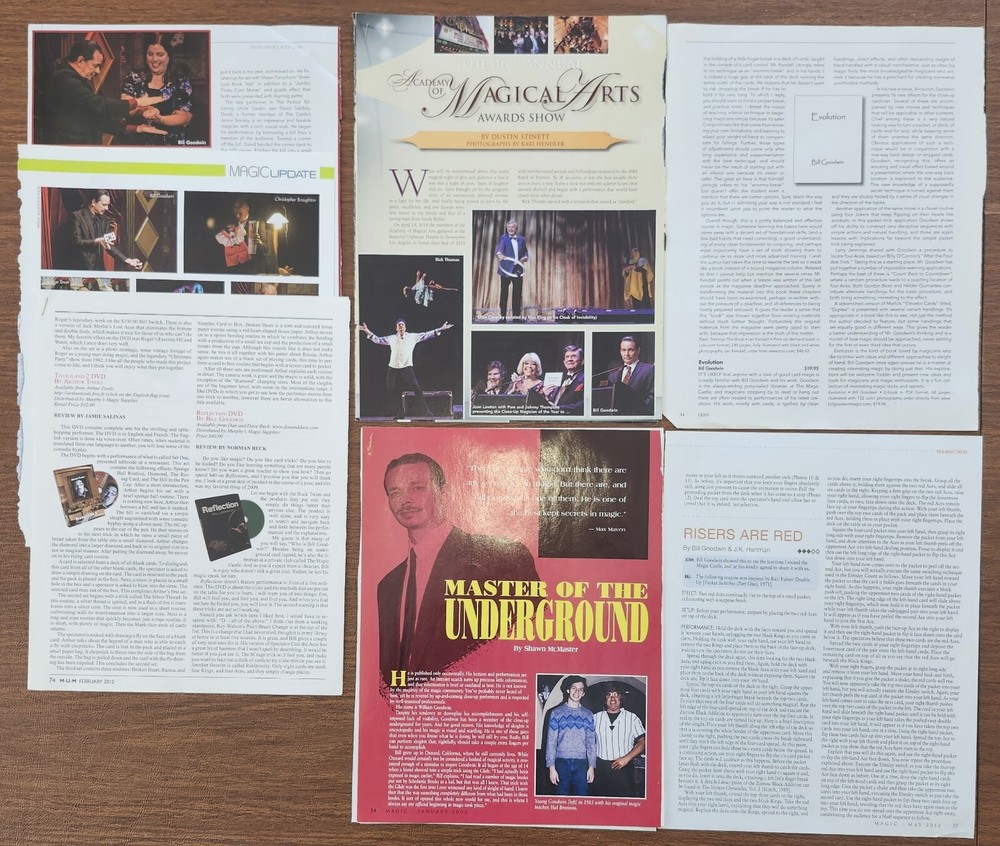 Bill Goodwin collection 7 clippings with Magic Jan. 2002 feature article; photos