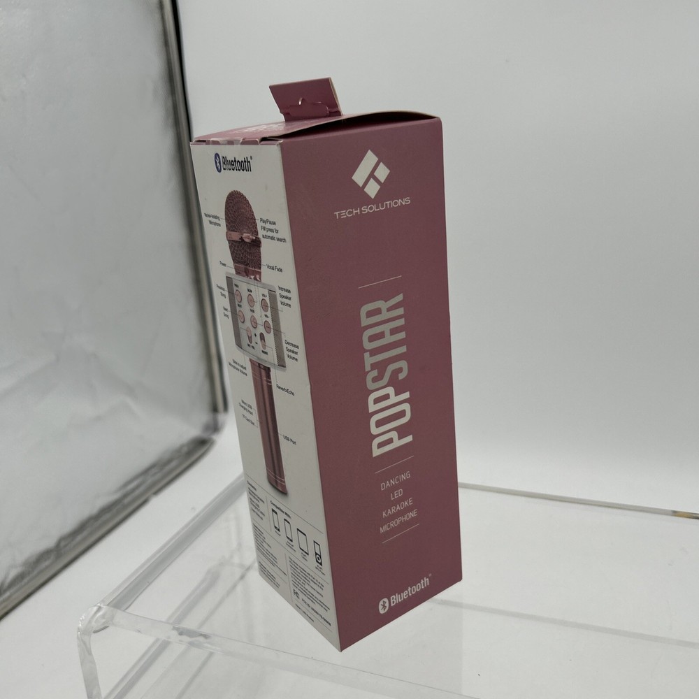 Karaoke Studio Bluetooth Microphone Pink Tech Solutions Dancing LED Speaker