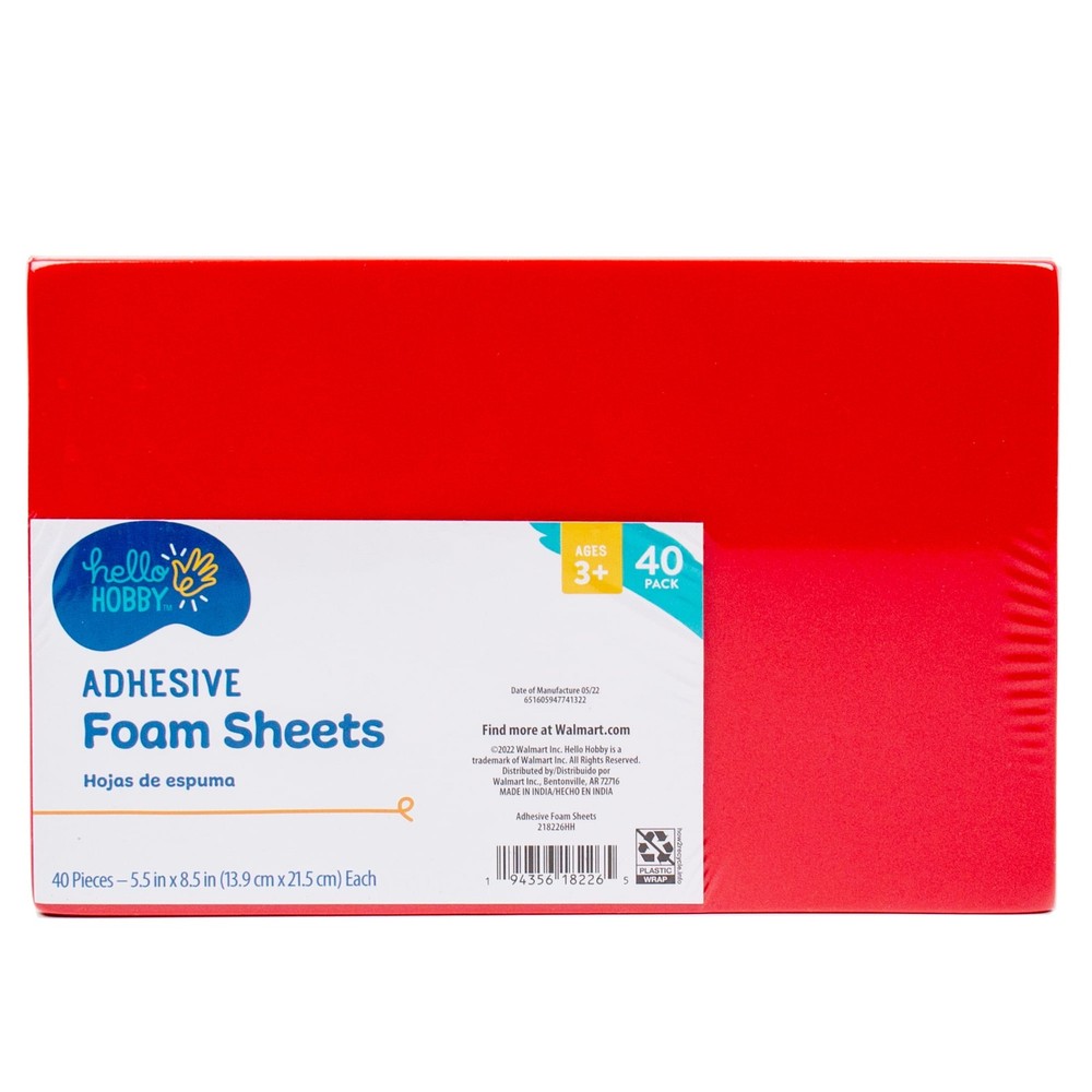Hello Hobby Multicolor Adhesive Foam Sheets, 40-Pack