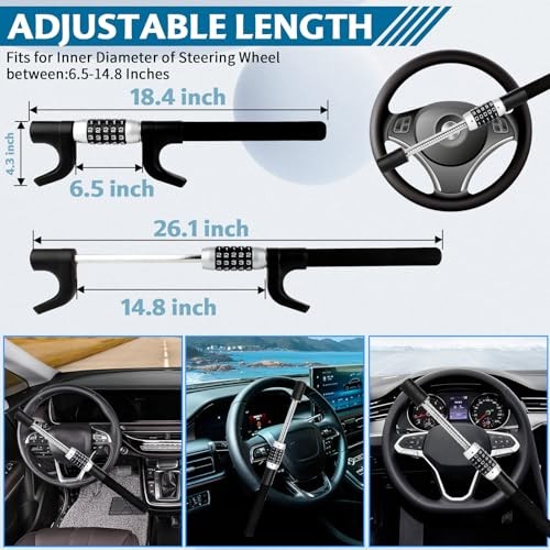 Car Steering Lock Anti-Theft Device, Multiple Password High-Security,