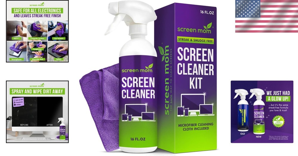 Computer Screen Cleaner Spray 16oz Microfiber Cloth Alcohol Free