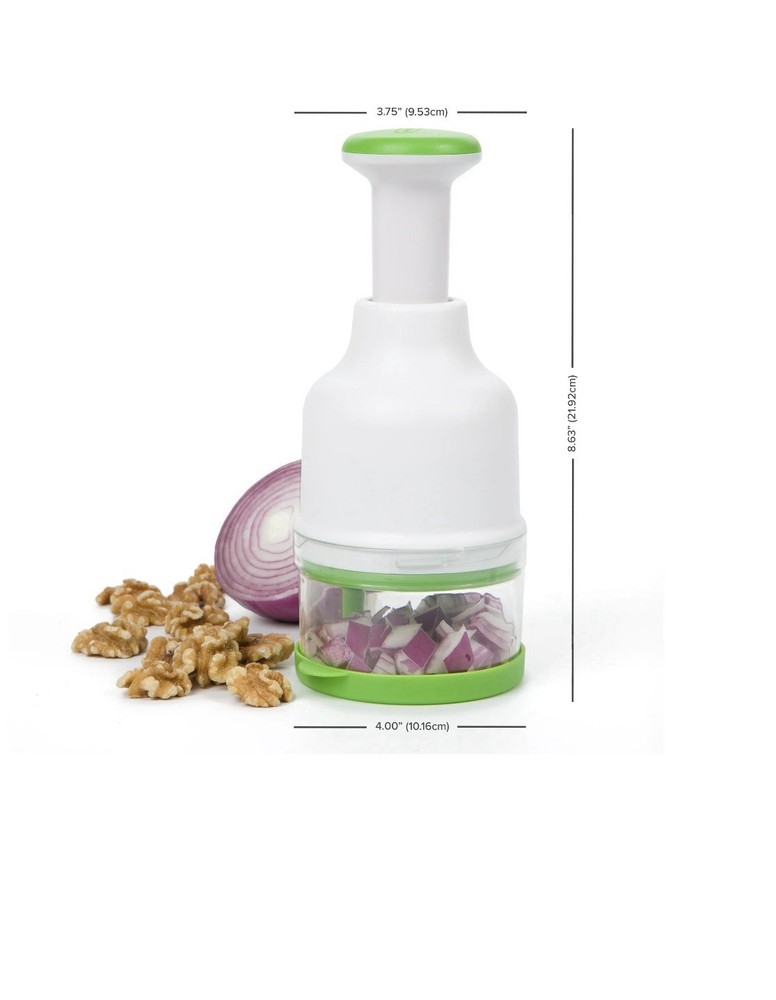 Progressive Prep Solutions Fresh Food Chopper Manual Push Function White/Green