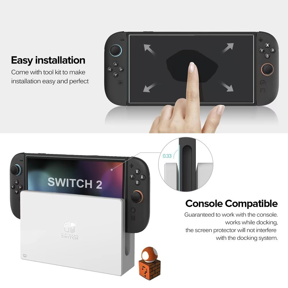 Tempered Screen Protector Glass For Switch Nintendo 2