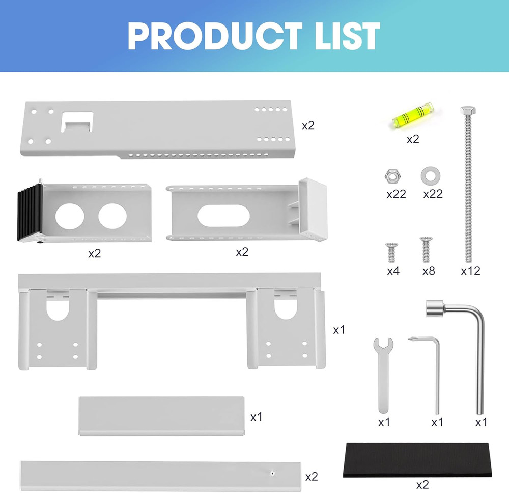 Adjustable Air Conditioner Support Bracket - No Drill, Heavy Steel, 220Lbs Capac