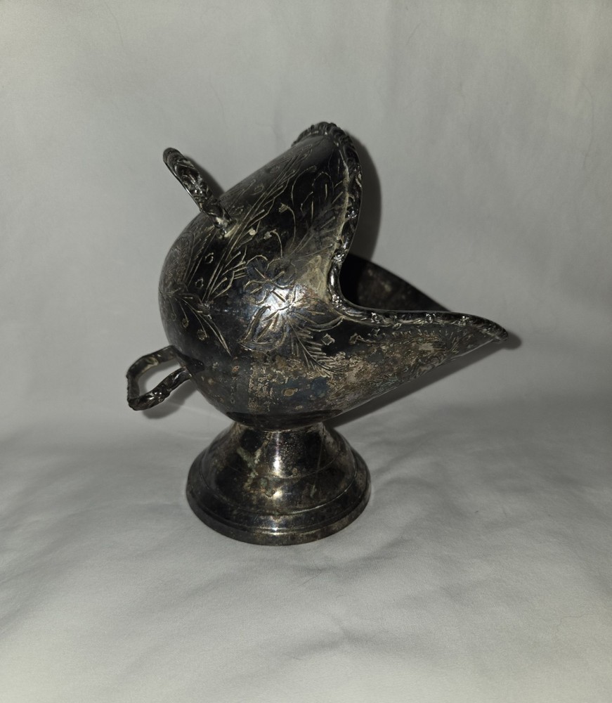 Vintage Sugar Scuttle Silver Plate Floral Design
