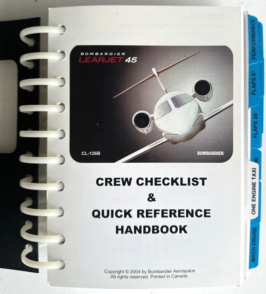 Bombardier LEARJET 45 Crew Checklist & Quick Reference Handbook CL-126B