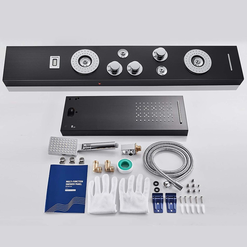 ELLO&ALLO Shower Panel Tower System LED Rainfall Waterfall Head Massage Jet