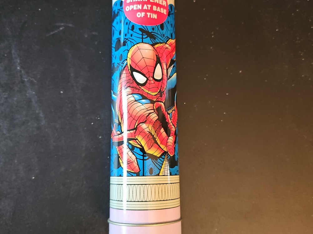 SPIDER-MAN Metal Pencil Case with Sharpener - 2001 Marvel Comics