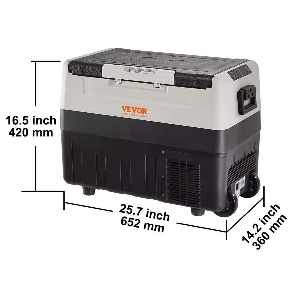 35L Portable Car Refrigerator Freezer with Wheels Handle Compressor for Camping