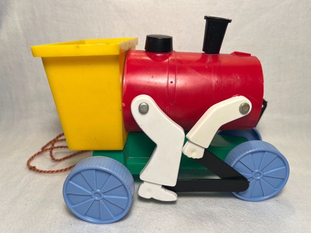 Vintage Plastic Pull Toy Train Engine Arms Legs Face 1950's-60's