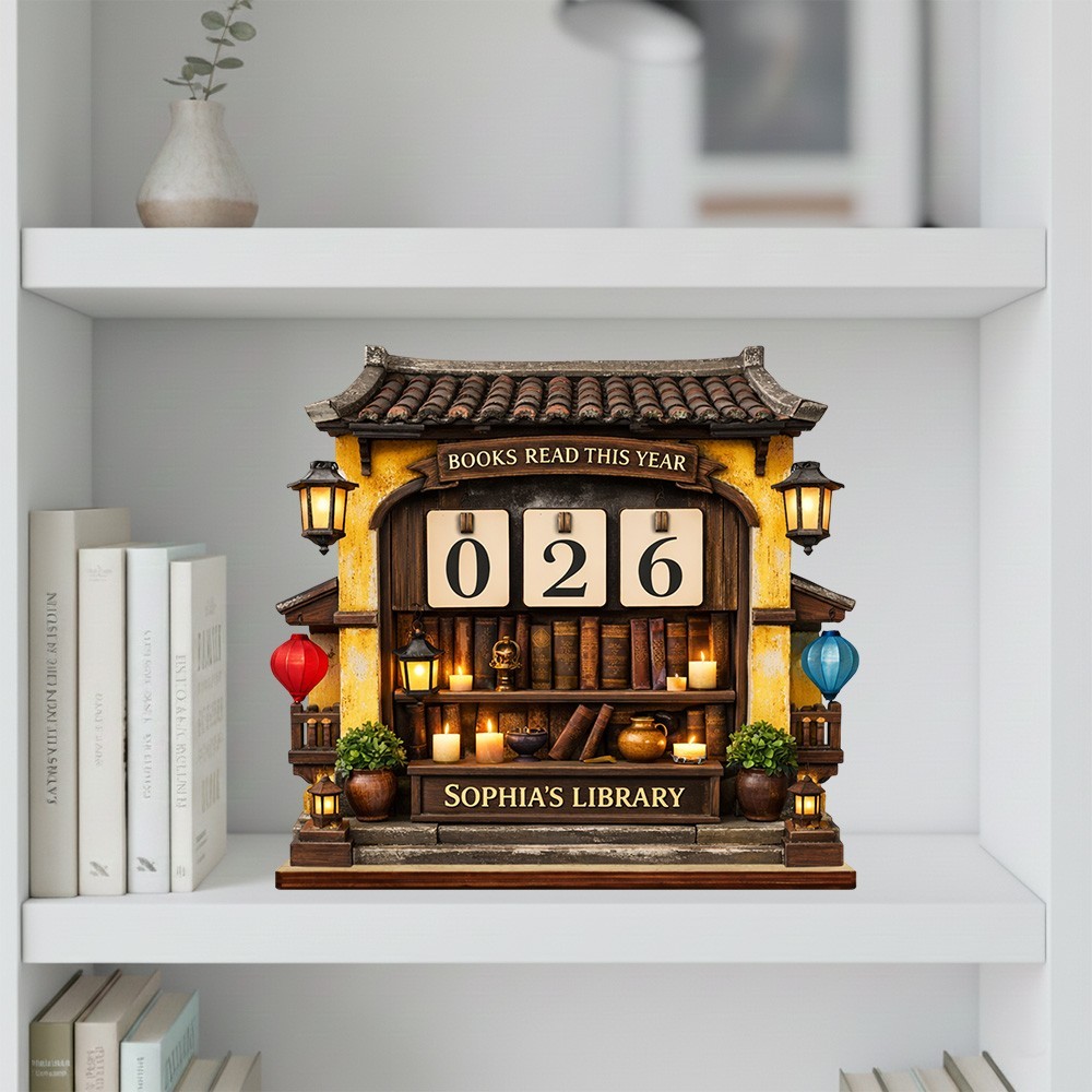 Personalized Books Read This Year Counter Cozy Lantern Library Gift