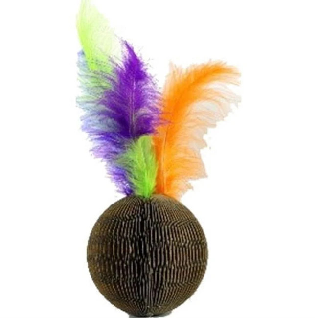Ware Corrugated Feather Ball Cat Toy