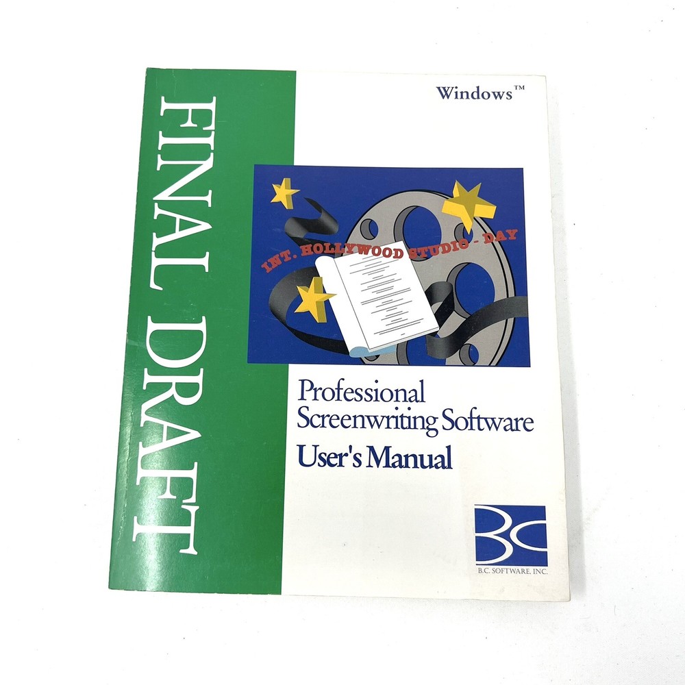 Windows Final Draft  User Manual Windows 92 Professional Screen Writing Software