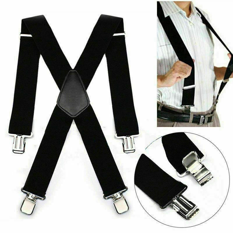 Adjustable General Pants Cross X Shape Suspender Strap Leather Crosspatch c