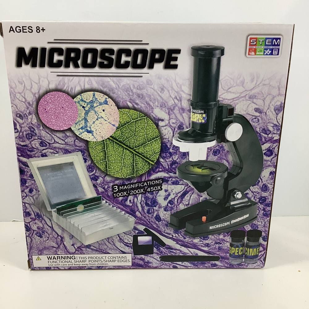 STEM Microscope With Light Source 100x, 200x, 450x, Kids, Educational, Ages 8+