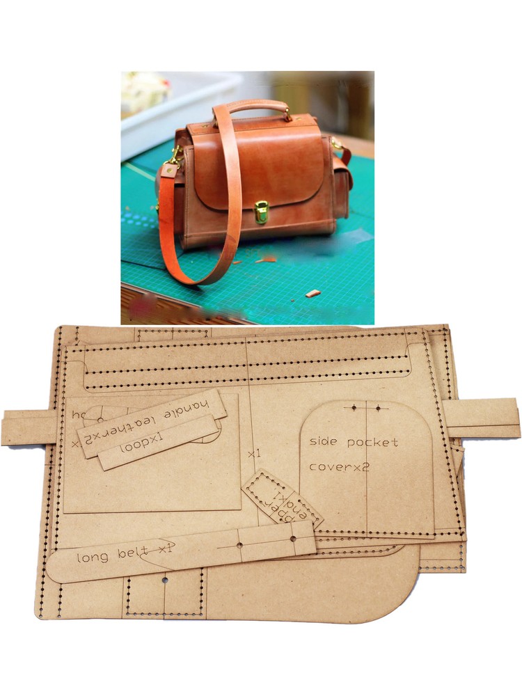 Shoulder bag pattern leather template 26x18x13cm