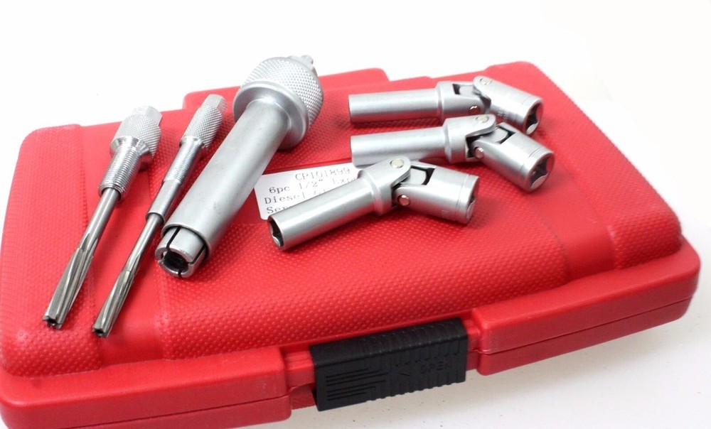 6Pc Diesel Glow Plug Socket Removal Tool Set 8 9 10mm socket& M10 M12 Reaming