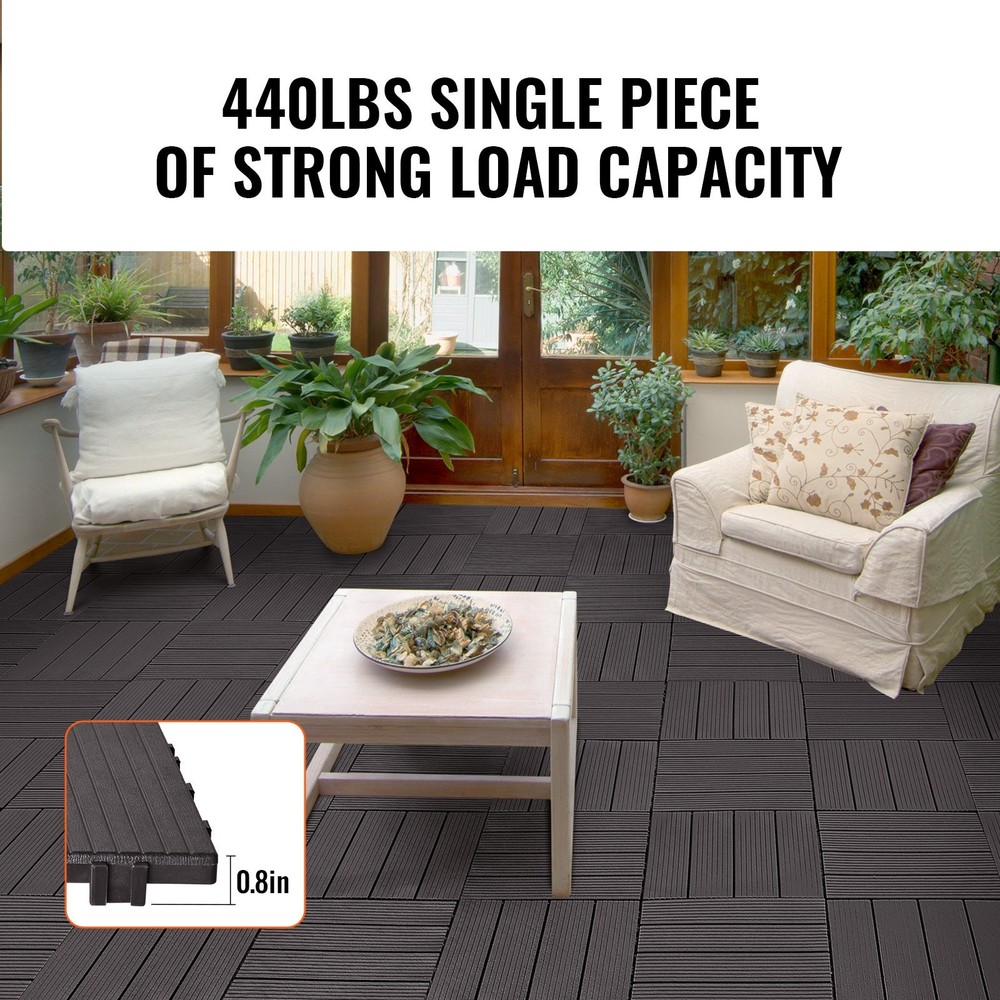 Interlocking Deck Tiles 54 Pack,12"x12" 54 sq. ft Plastic Waterproof Outdo