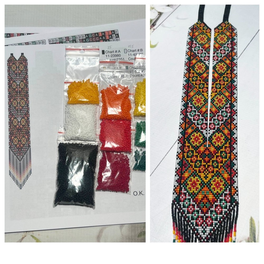 Kit for making a necklace gerdan. Beading Loom Pattern. #A4