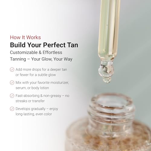 Glow Self-Tanning Drops for Face & Body, DHA & Squalane Formula, Customizable