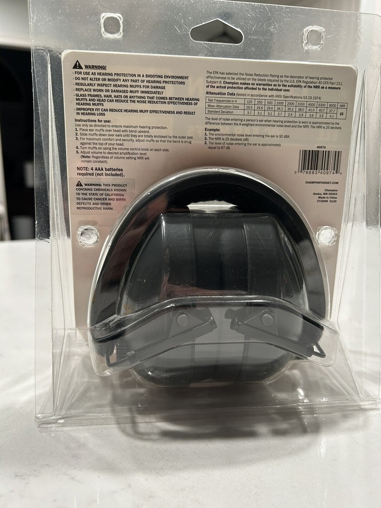 Champion 40974 Electronic Ear Muffs - Black