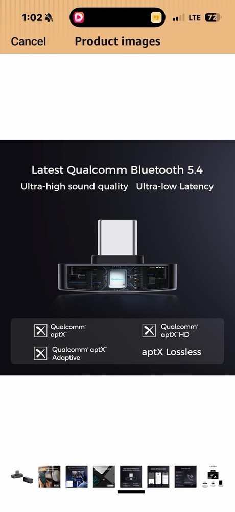 Questyle QCC Dongle Pro Lossless Bluetooth Audio Transmitter for iPhone iPad PS…